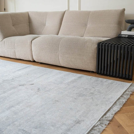 Vintage vloerkleed Smuk grijs met franjes - Vloerkledenloods