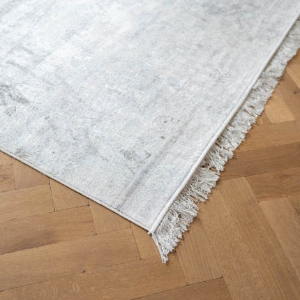 Vintage vloerkleed Smuk grijs met franjes - Vloerkledenloods