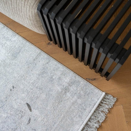 Vintage vloerkleed Smuk grijs met franjes - Vloerkledenloods