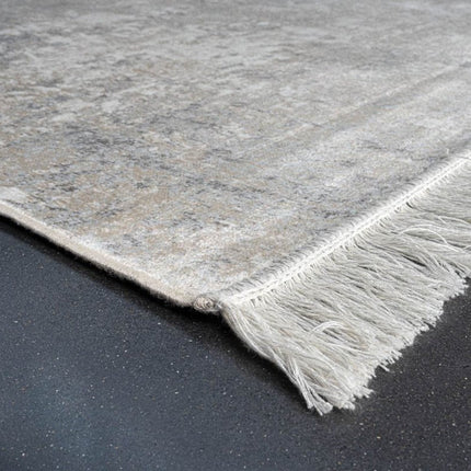 Vintage vloerkleed Smuk grijs met franjes - Vloerkledenloods
