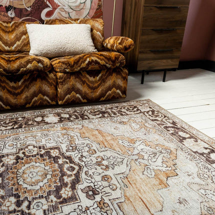 Vintt Vloerkleed Joe Bruin/Oranje - Vloerkledenloods