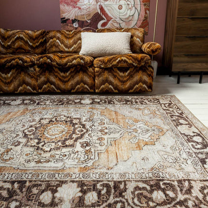 Vintt Vloerkleed Joe Bruin/Oranje - Vloerkledenloods