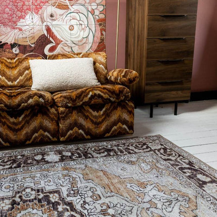Vintt Vloerkleed Joe Bruin/Oranje - Vloerkledenloods