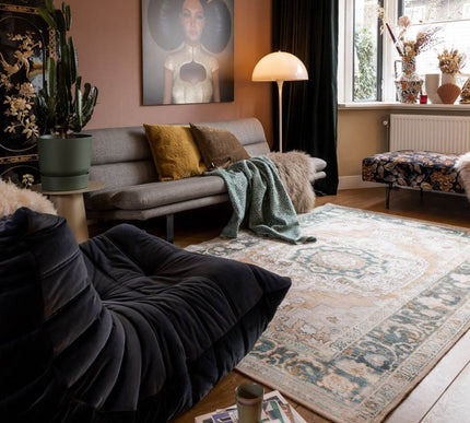 Vintt Vloerkleed Joe Groen/Oranje - Vloerkledenloods