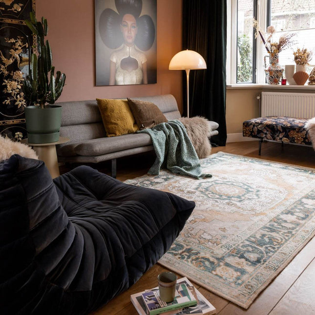 Vintt Vloerkleed Joe Groen/Oranje - Vloerkledenloods