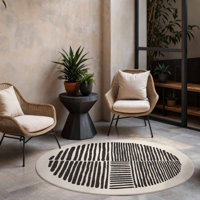 Vloerkleden - Ted Baker Haringey rond buitenkleed Bounds Zwart/Wit - Vloerkledenloods