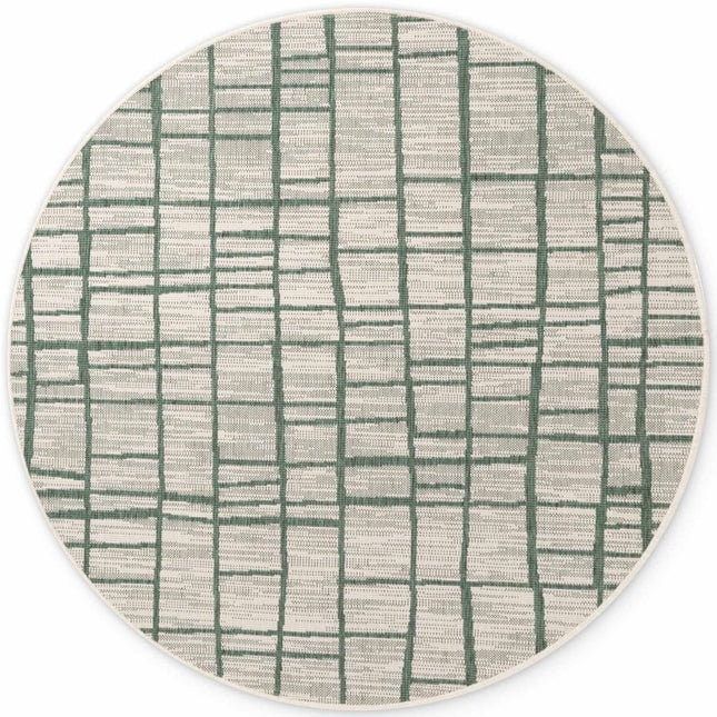 Vloerkleden - Ted Baker Haringey rond buitenkleed Crouch Groen Wit - Vloerkledenloods