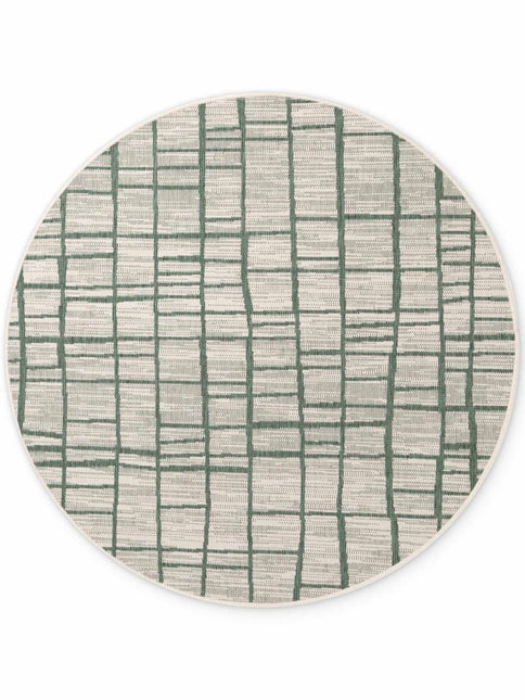 Vloerkleden - Ted Baker Haringey rond buitenkleed Crouch Groen Wit - Vloerkledenloods