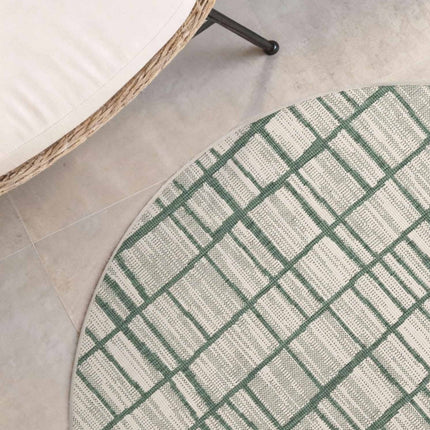 Vloerkleden - Ted Baker Haringey rond buitenkleed Crouch Groen Wit - Vloerkledenloods