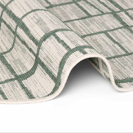 Vloerkleden - Ted Baker Haringey rond buitenkleed Crouch Groen Wit - Vloerkledenloods