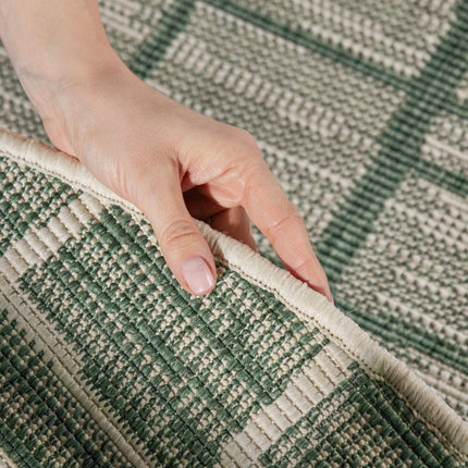Vloerkleden - Ted Baker Haringey rond buitenkleed Crouch Groen Wit - Vloerkledenloods