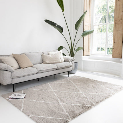 berber vloerkleed hoogpolig grijs/beige/zand/cream - scandinavisch - nea
