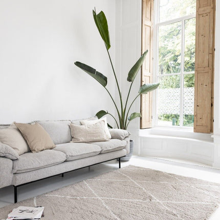berber vloerkleed hoogpolig grijs/beige/zand/cream - scandinavisch - nea