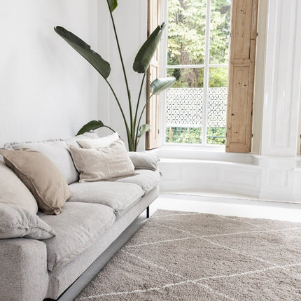 berber vloerkleed hoogpolig grijs/beige/zand/cream - scandinavisch - nea