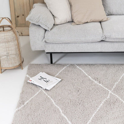 berber vloerkleed hoogpolig grijs/beige/zand/cream - scandinavisch - nea