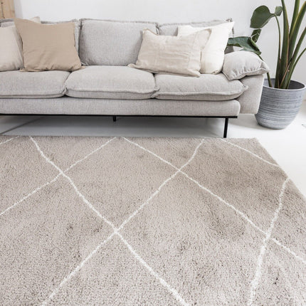 berber vloerkleed hoogpolig grijs/beige/zand/cream - scandinavisch - nea