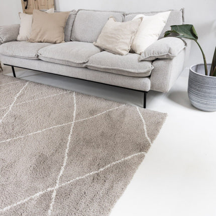 berber vloerkleed hoogpolig grijs/beige/zand/cream - scandinavisch - nea