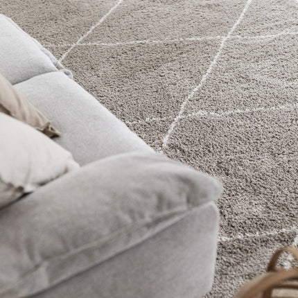 berber vloerkleed hoogpolig grijs/beige/zand/cream - scandinavisch - nea
