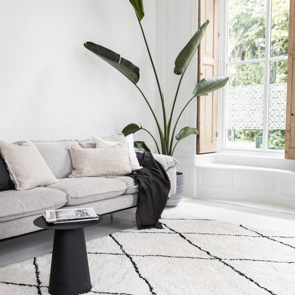 berber vloerkleed hoogpolig wit/zwart - scandinavisch - nea