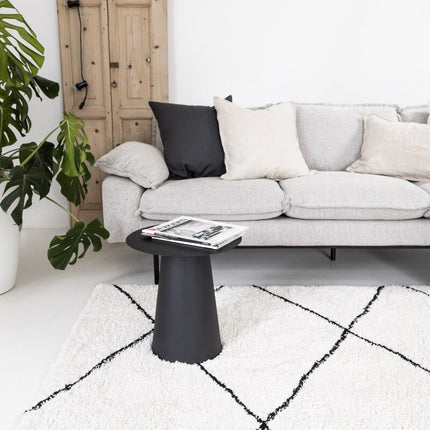 berber vloerkleed hoogpolig wit/zwart - scandinavisch - nea