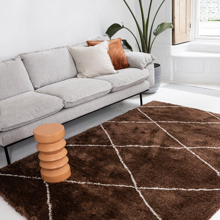 berber vloerkleed hoogpolig roest/cream - scandinavisch - nea