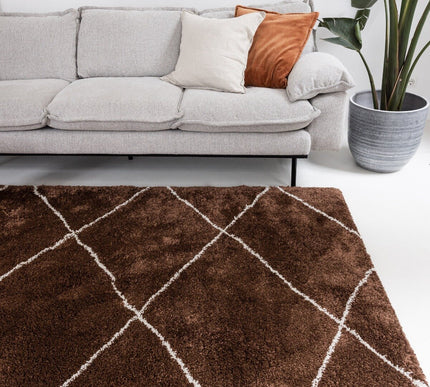 berber vloerkleed hoogpolig roest/cream - scandinavisch - nea