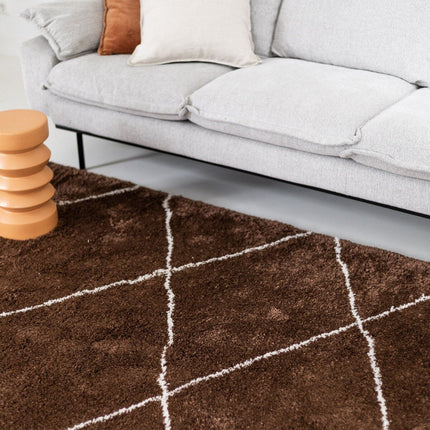 berber vloerkleed hoogpolig roest/cream - scandinavisch - nea