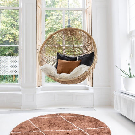 Berber vloerkleed rond hoogpolig Roest/Cream - scandinavisch - nea