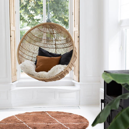 Berber vloerkleed rond hoogpolig Roest/Cream - scandinavisch - nea