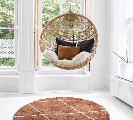Berber vloerkleed rond hoogpolig Roest/Cream - scandinavisch - nea