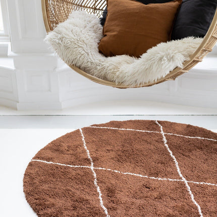 Berber vloerkleed rond hoogpolig Roest/Cream - scandinavisch - nea