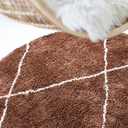 Berber vloerkleed rond hoogpolig Roest/Cream - scandinavisch - nea