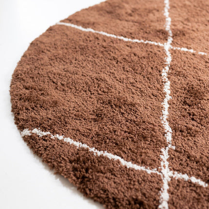 Berber vloerkleed rond hoogpolig Roest/Cream - scandinavisch - nea