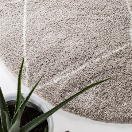 Berber Rond vloerkleed hoogpolig Grijs/Beige/Zand/Cream - scandinavisch - nea