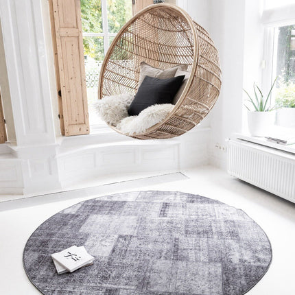 Patchwork Vloerkleed rond Antraciet Lara