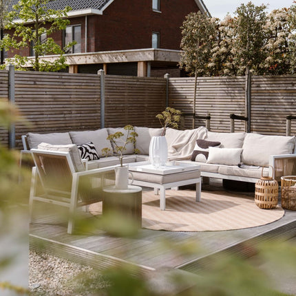 Rond Jute buitenkleed Naturel ZigZag