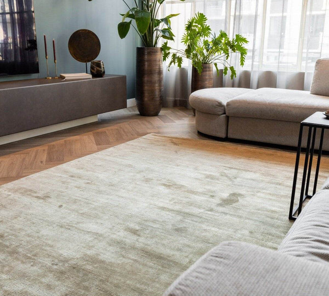 Vloerkleed Felva Viscose Silk Groen - Vloerkledenloods