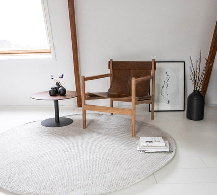 Vloerkleed Gerecycled Materiaal Rond Ciro Beige/wit op=op - Vloerkledenloods