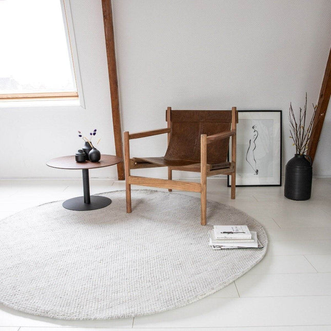 Vloerkleed Gerecycled Materiaal Rond Ciro Beige/wit op=op - Vloerkledenloods