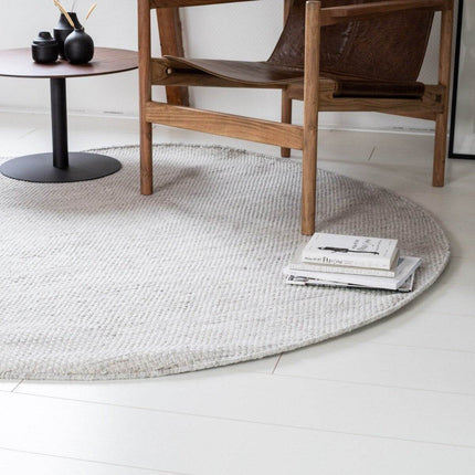 Vloerkleed Gerecycled Materiaal Rond Ciro Beige/wit op=op - Vloerkledenloods
