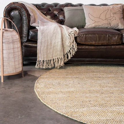 Vloerkleed Gerecycled Materiaal Rond Ciro Geel/Naturel op=op - Vloerkledenloods