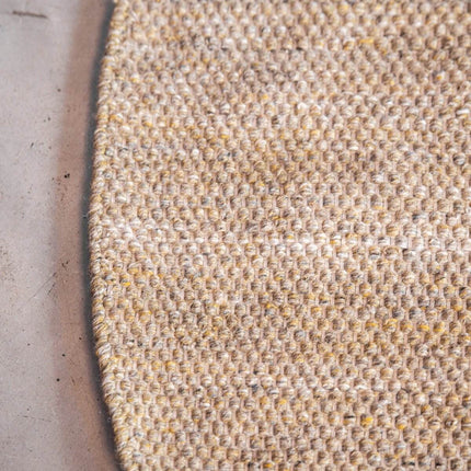 Vloerkleed Gerecycled Materiaal Rond Ciro Geel/Naturel op=op - Vloerkledenloods