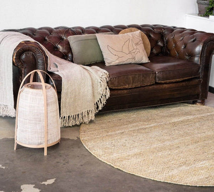 Vloerkleed Gerecycled Materiaal Rond Ciro Geel/Naturel op=op - Vloerkledenloods