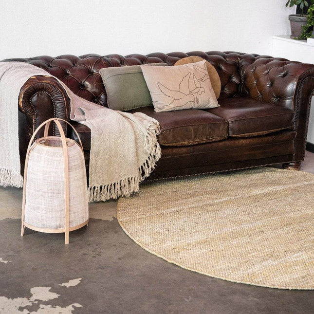 Vloerkleed Gerecycled Materiaal Rond Ciro Geel/Naturel op=op - Vloerkledenloods