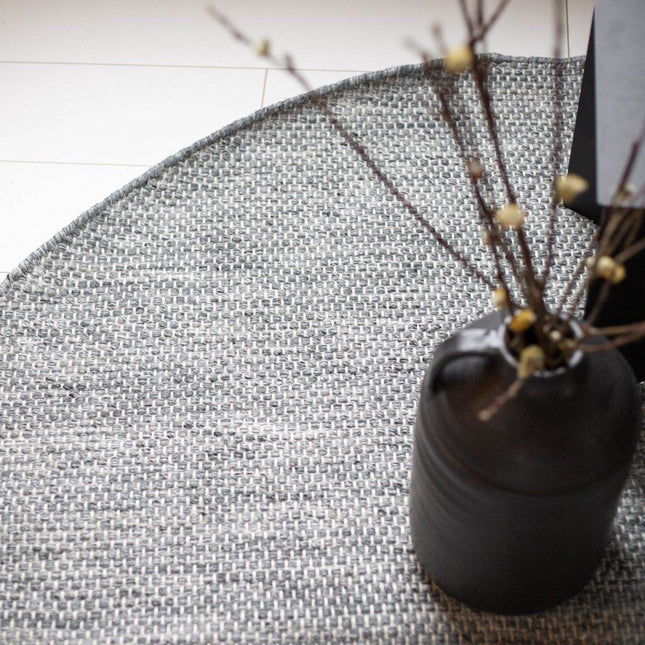 Vloerkleed Gerecycled Materiaal Rond Ciro Grijs op=op - Vloerkledenloods