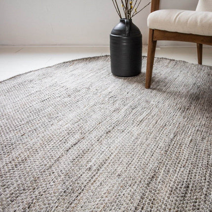 Vloerkleed Gerecycled Materiaal Rond Ciro Naturel gemeleerd op=op (bruin/wit/antraciet) - Vloerkledenloods
