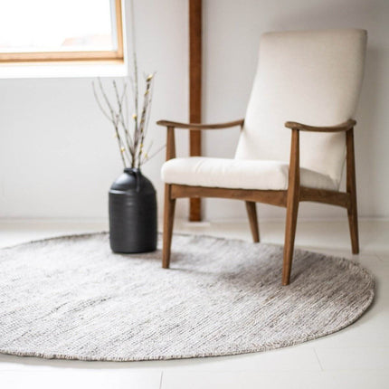 Vloerkleed Gerecycled Materiaal Rond Ciro Naturel gemeleerd op=op (bruin/wit/antraciet) - Vloerkledenloods