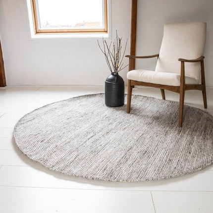 Vloerkleed Gerecycled Materiaal Rond Ciro Naturel gemeleerd op=op (bruin/wit/antraciet) - Vloerkledenloods