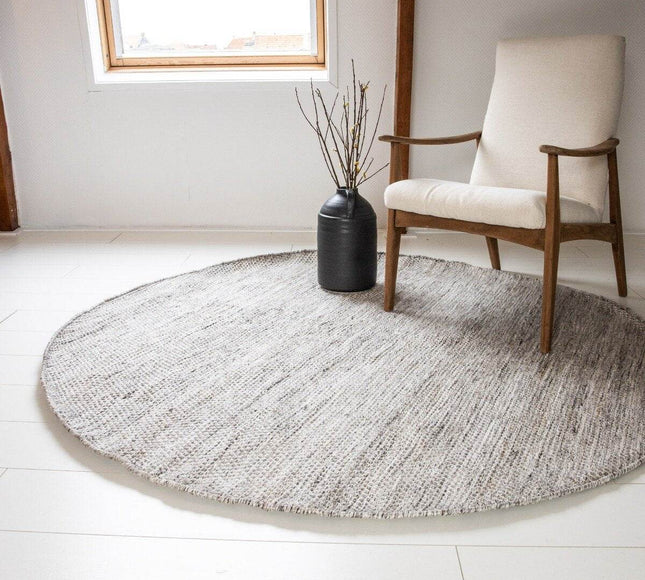 Vloerkleed Gerecycled Materiaal Rond Ciro Naturel gemeleerd op=op (bruin/wit/antraciet) - Vloerkledenloods