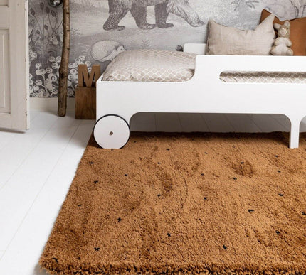 Vloerkleed Kinderkamer stip - Bruin/Cognac/Zwart - Dots - Vloerkledenloods